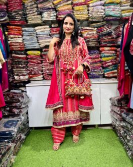 Pure Crape Red Designer Set