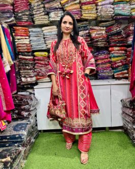 Pure Crape Red Designer Set