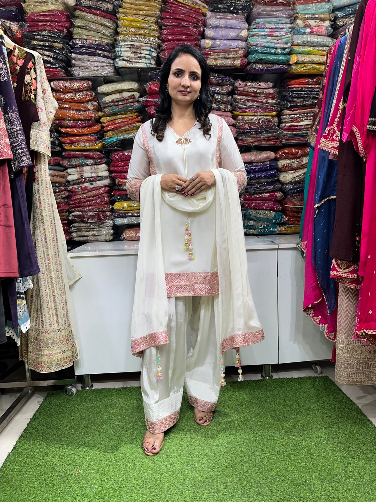 Pure Crape Suit with Farsi Salwar Suit Set - Image 3