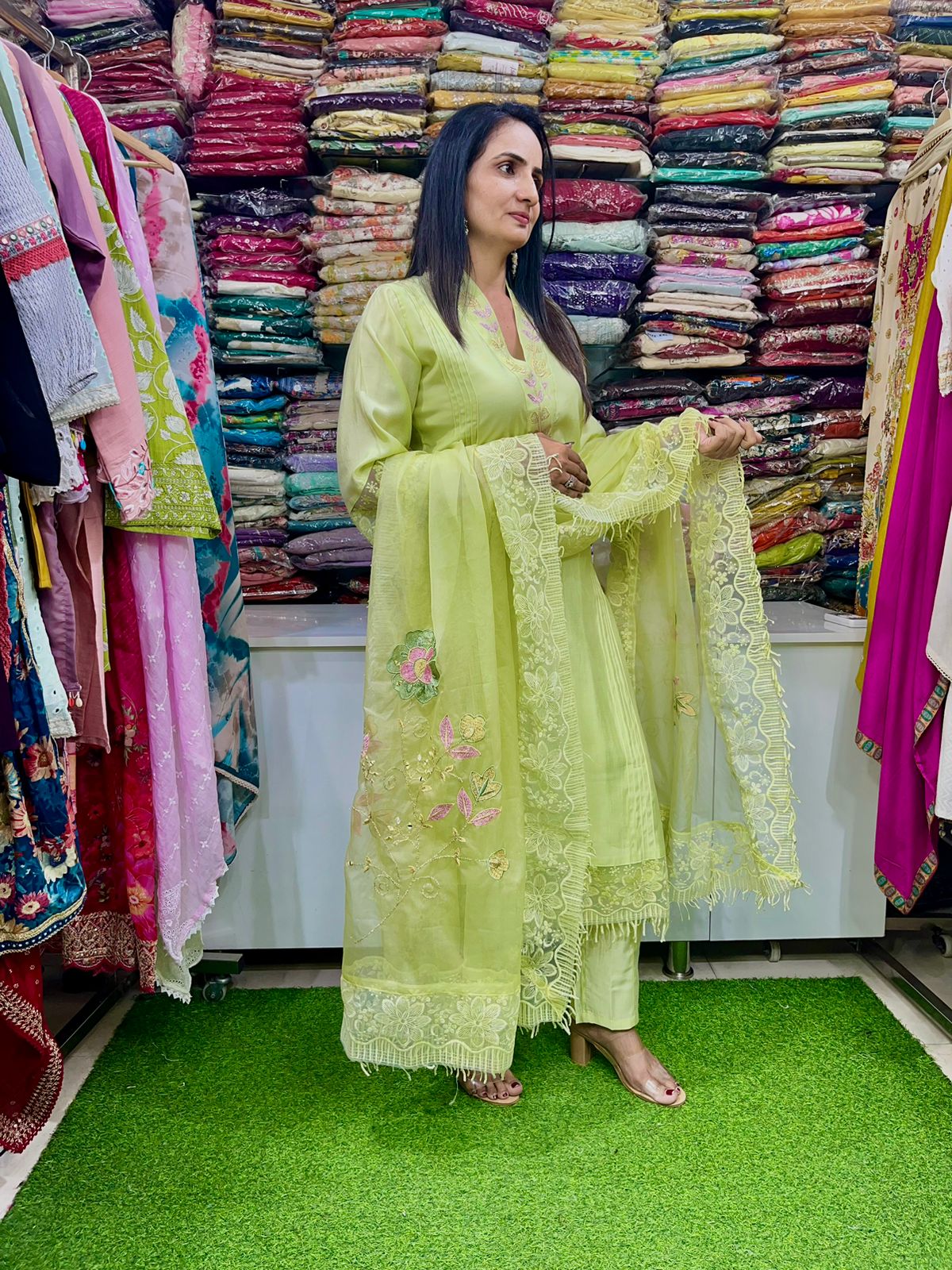 Pure Muslin Suit with Designer Dupatta - Image 5