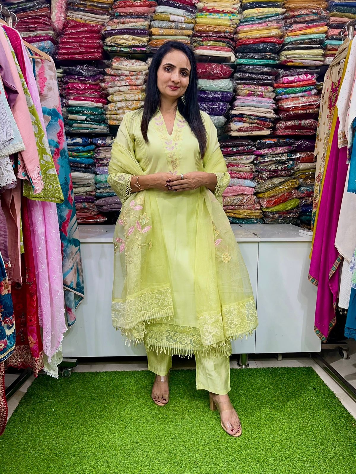 Pure Muslin Suit with Designer Dupatta - Image 4