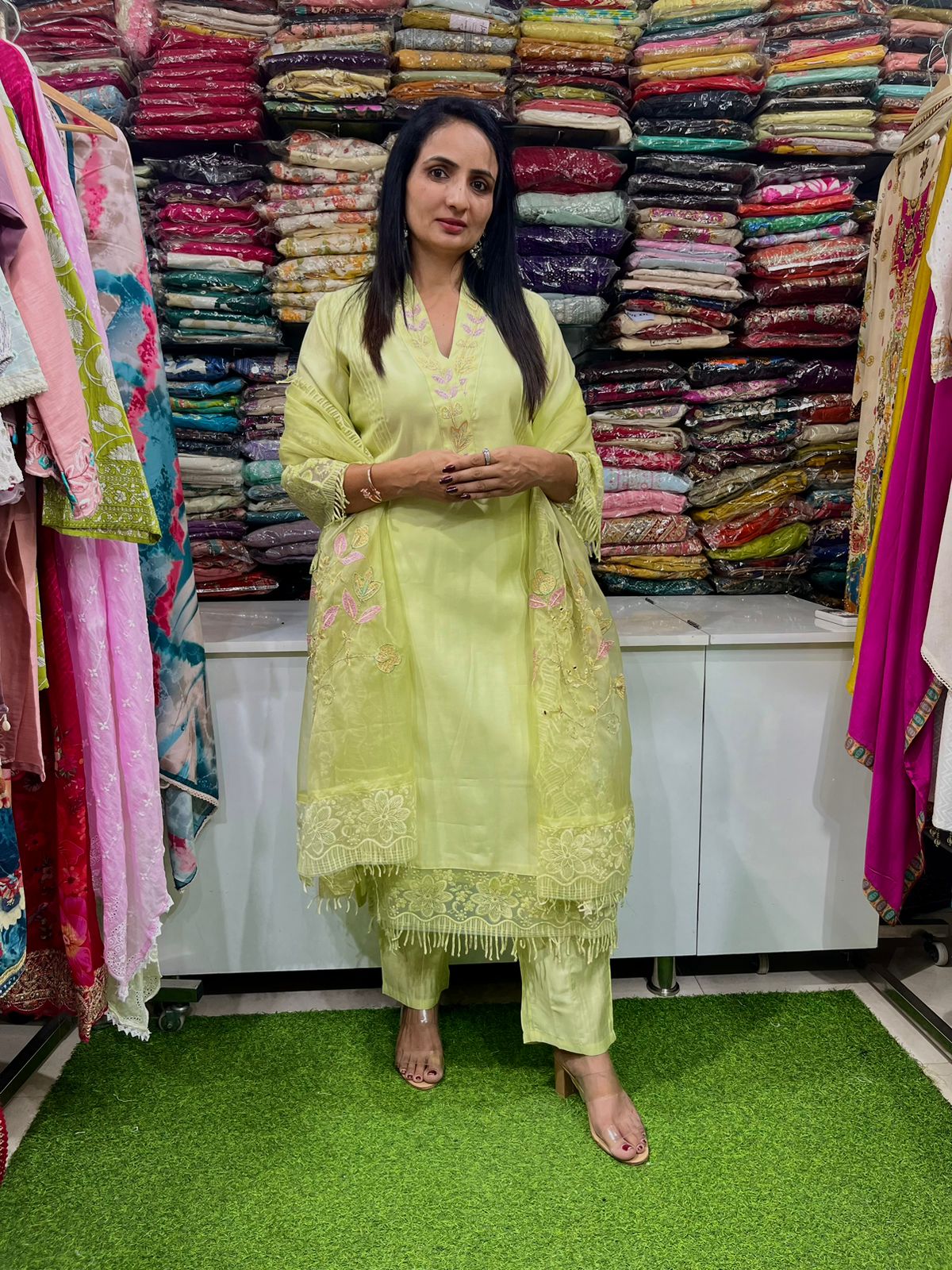 Pure Muslin Suit with Designer Dupatta - Image 3