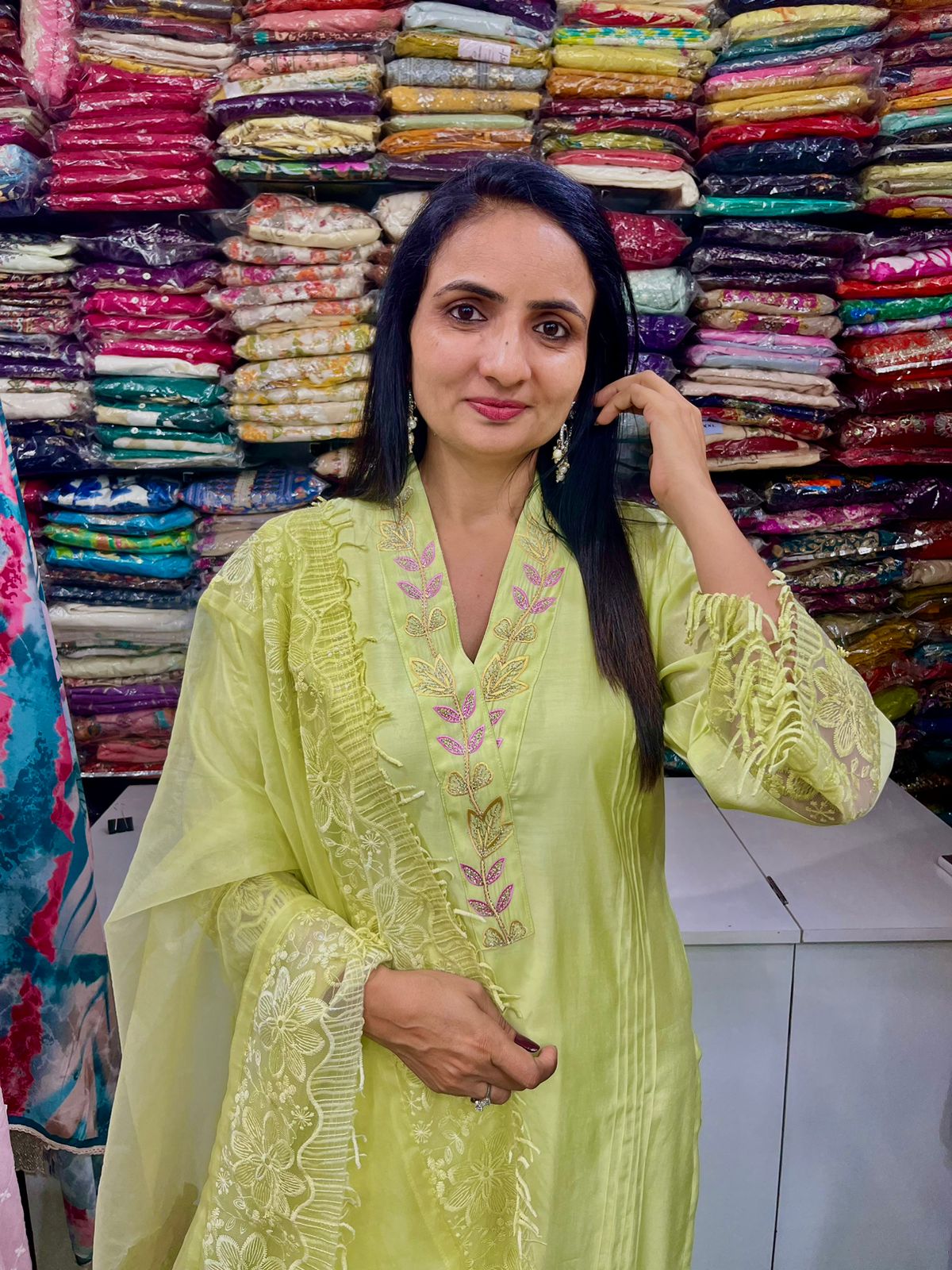 Pure Muslin Suit with Designer Dupatta - Image 2