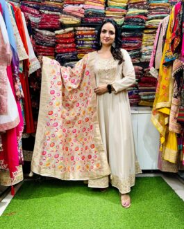 Silk Anarkali Gown with Designer Dupatta