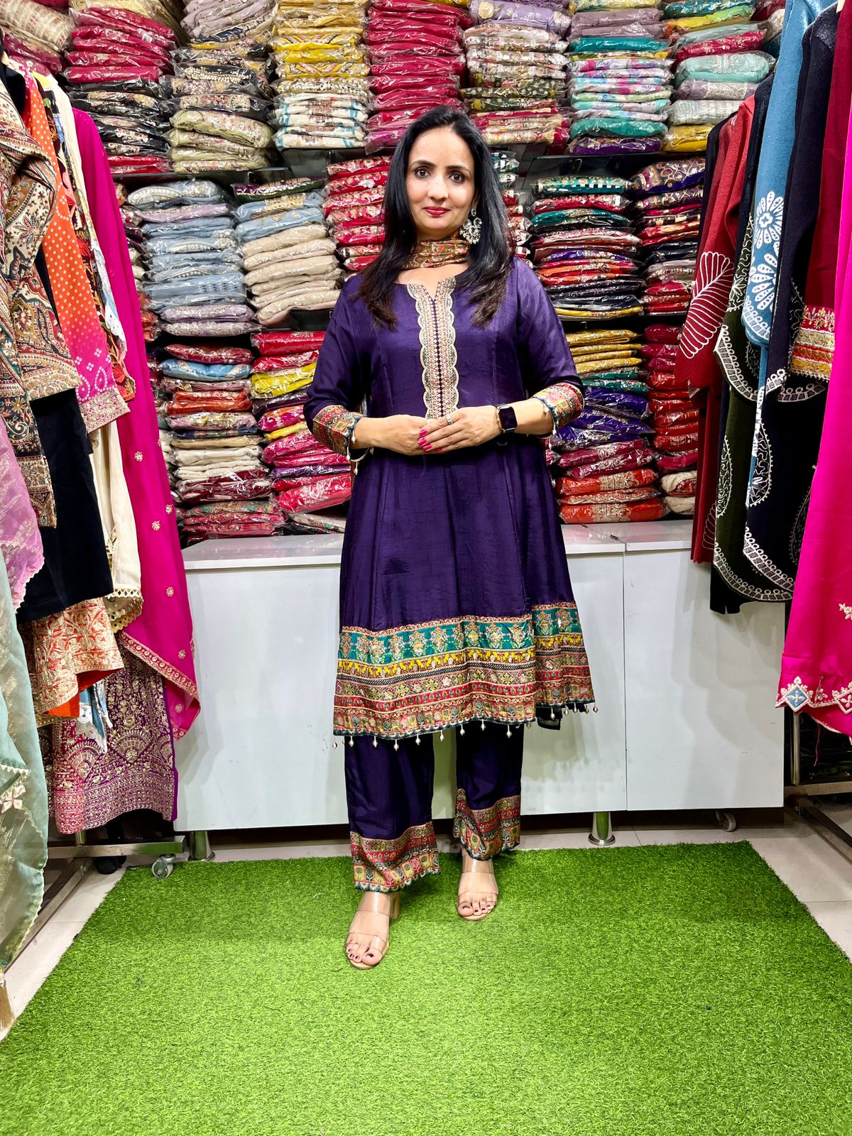 Silk Anarkali Suit Set