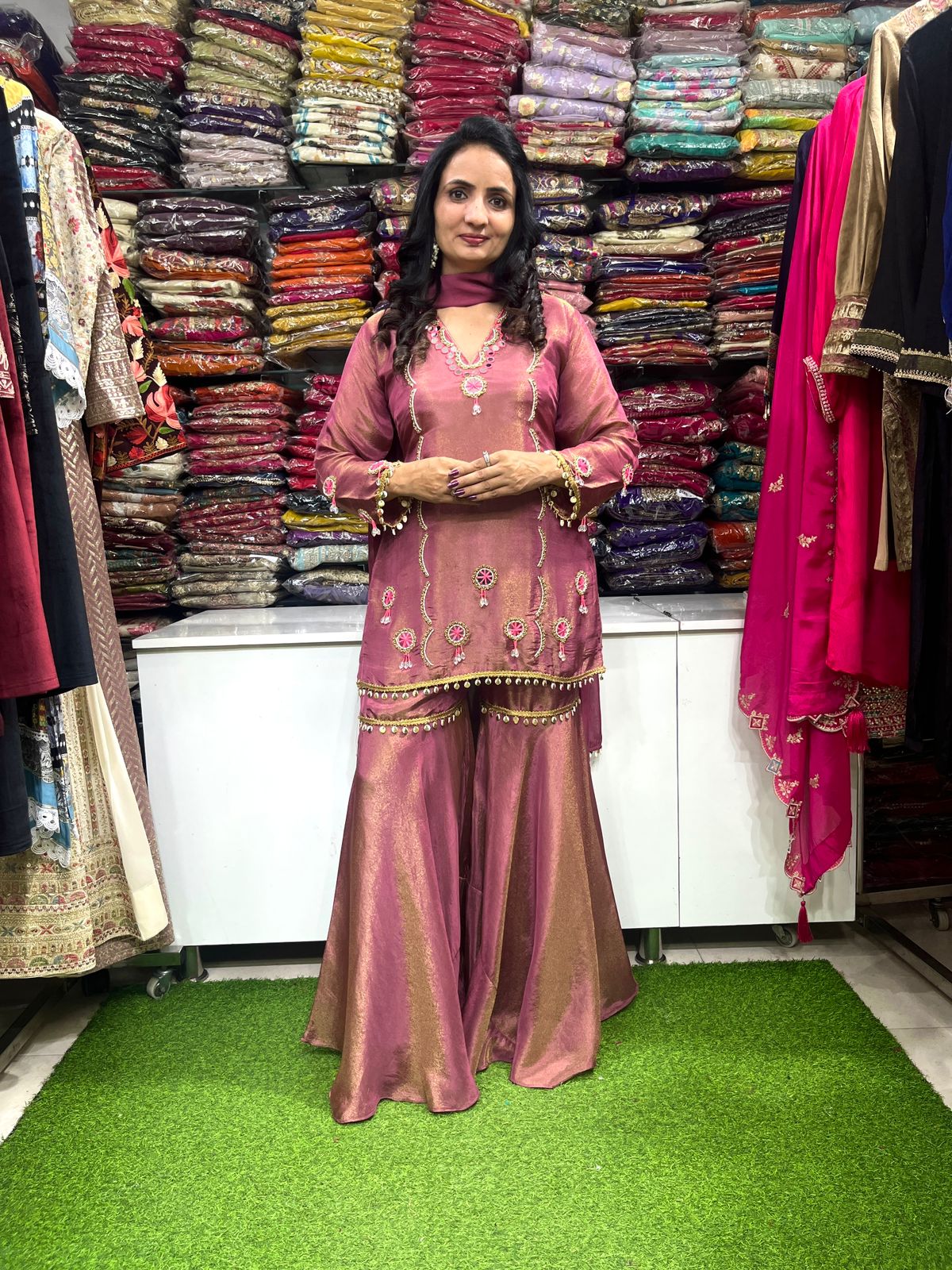 Designer Tissue Simmer Sharara Suit Set