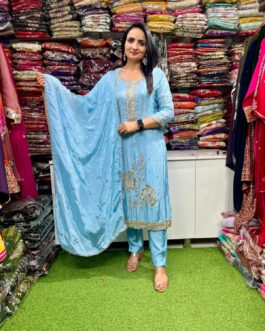 Beautiful Hand Embroidered Crape Suit Set