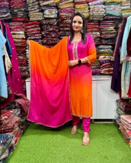 Beautiful Ombre Hand Embroidered Suit Set