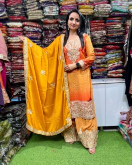 Designer Bandhej Zari Embroidered Ombre Suit Set