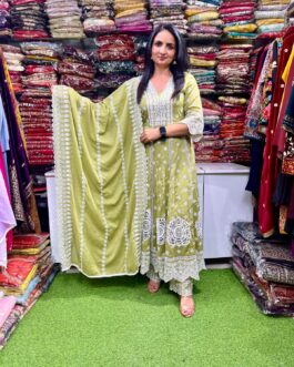 Designer Malmal Cotton Anarkali Set