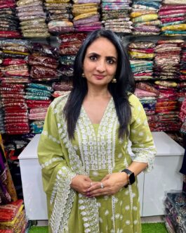 Designer Malmal Cotton Anarkali Set