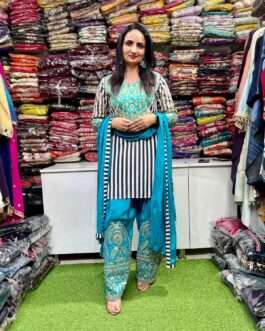 Designer Pure Crape Suit with Farsi Salwar