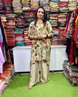 Pure Crape Designer Hand Embroidered Coord Set