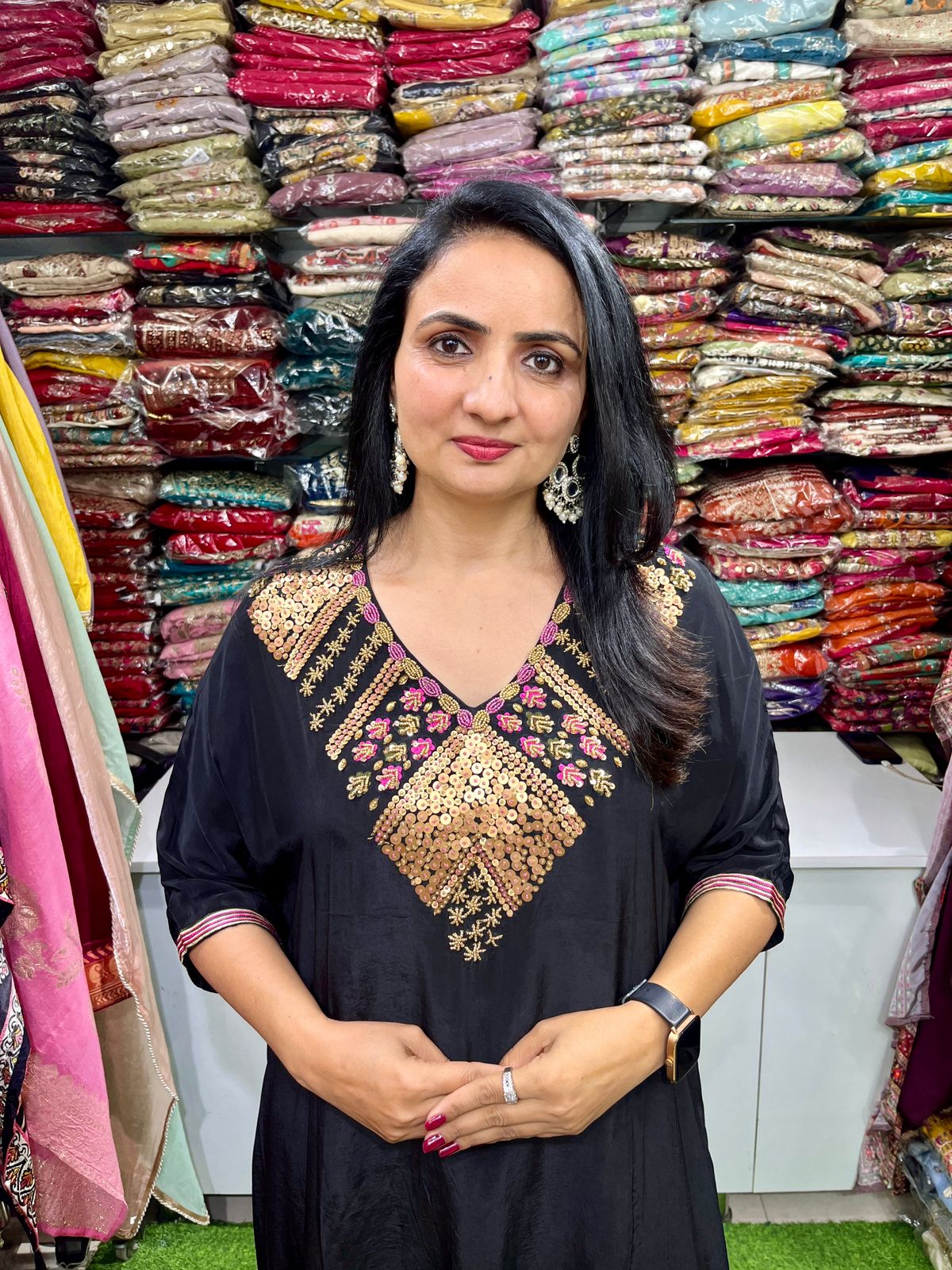 Pure Crape Designer Hand Embroidered Coord Set - Image 2