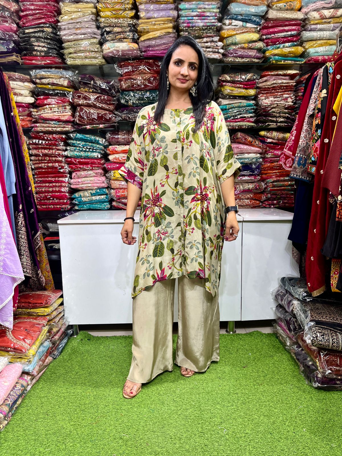 Pure Crape Designer Hand Embroidered Coord Set - Image 2