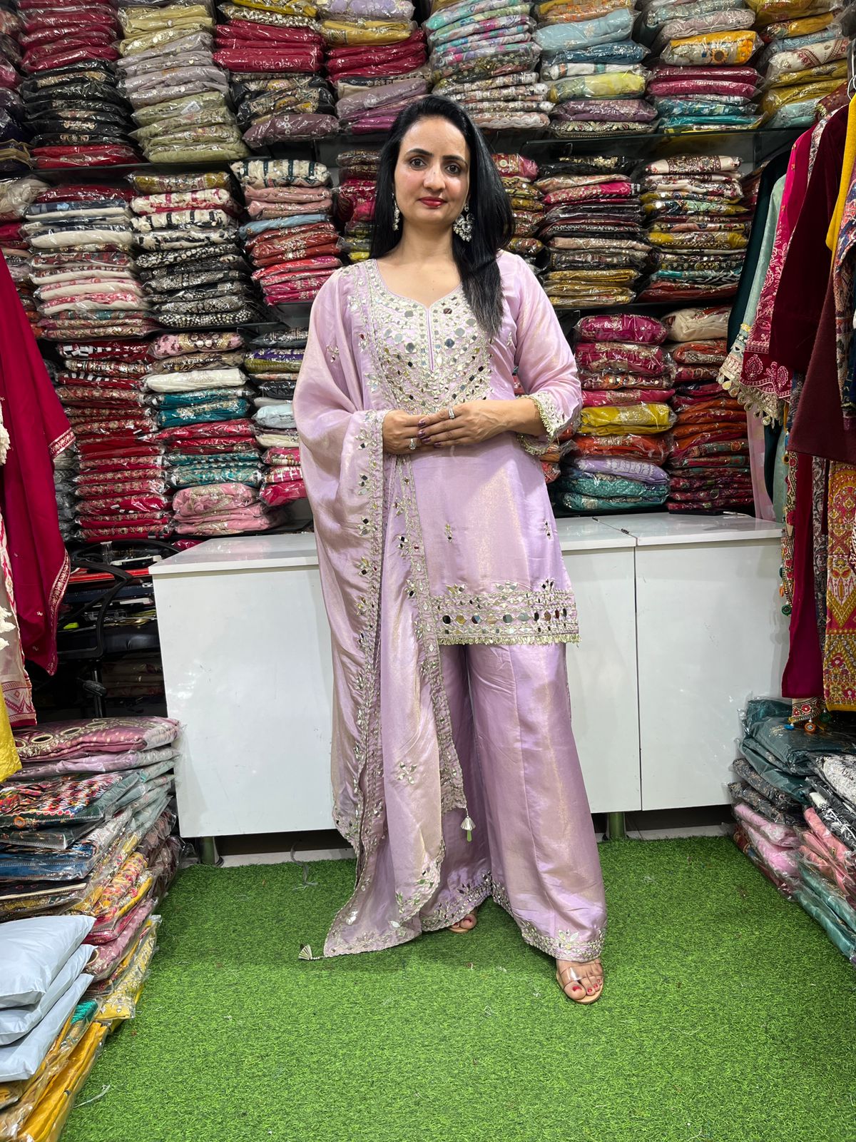 Beautiful Tissue Shimmer Suit Set - Image 3