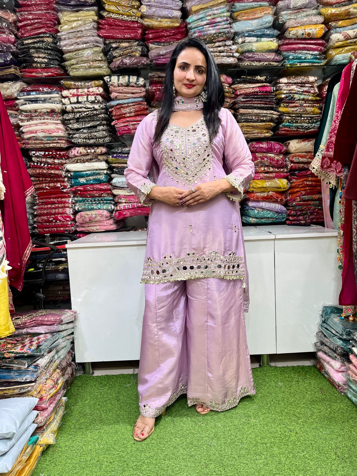 Beautiful Tissue Shimmer Suit Set - Image 4