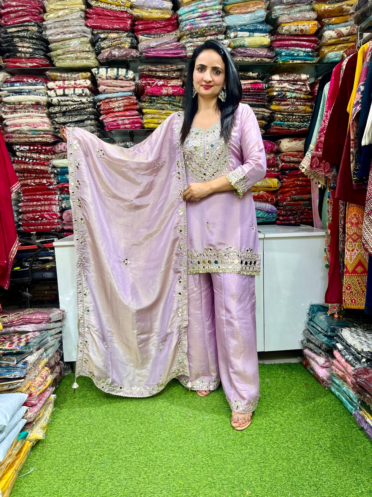 Beautiful Tissue Shimmer Suit Set