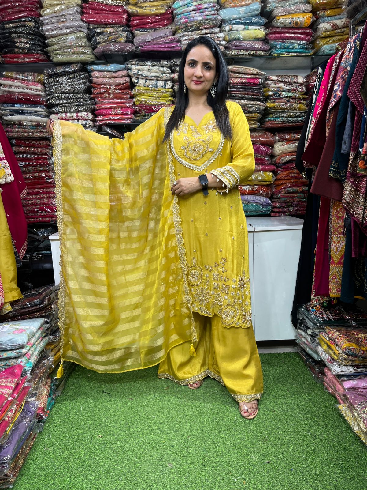 Designer Glass Tissue Party wear Suit Set