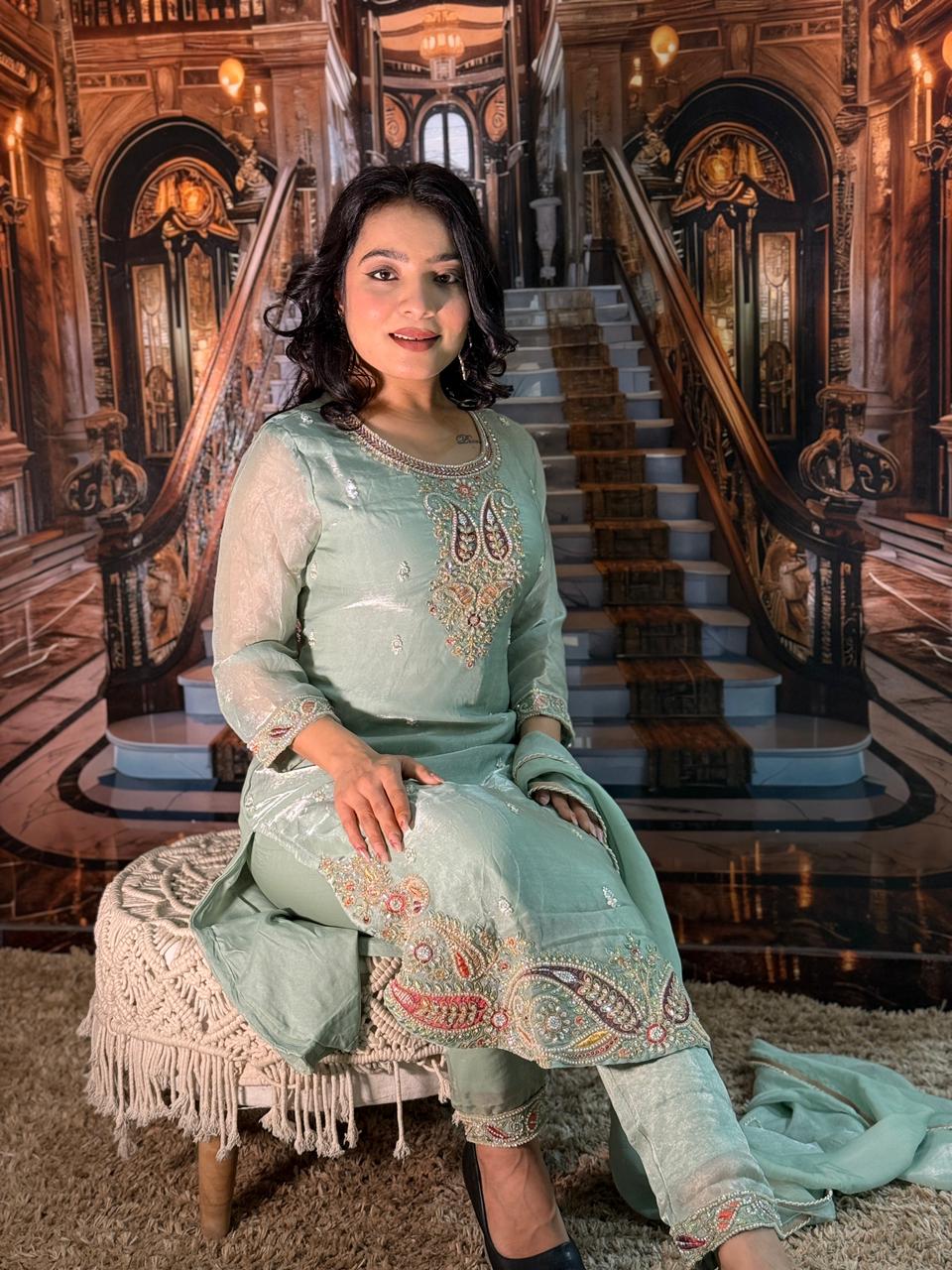 Designer Hand Embroidered Suit Set