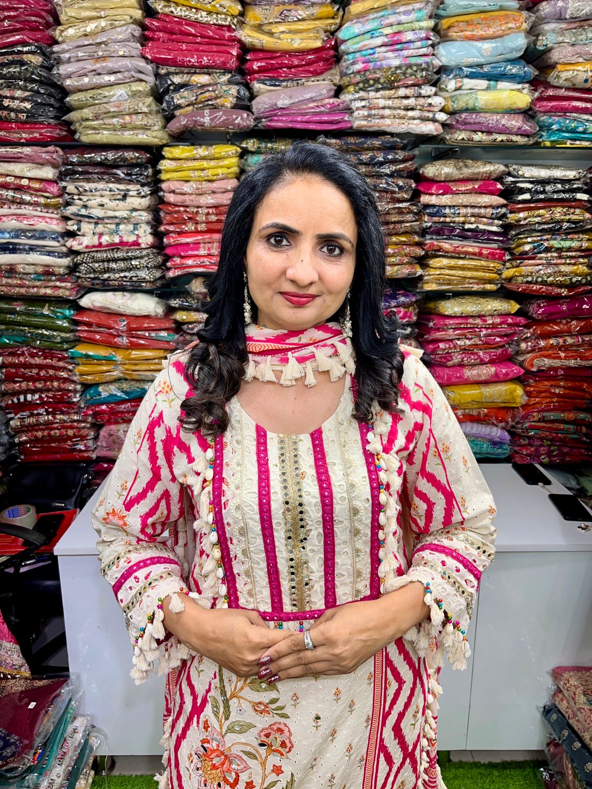 Designer Pakistani Pink Suit Set - Image 5