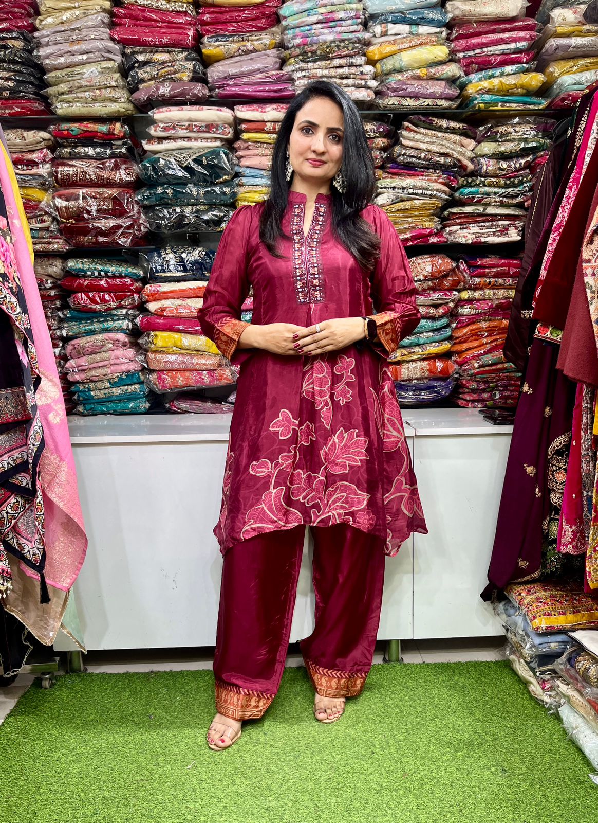 Designer Pure Crape Coord Set with Farshi