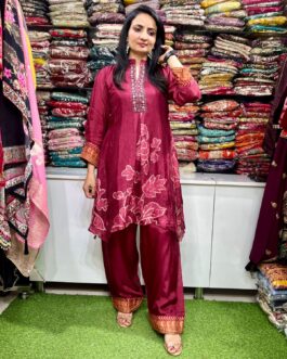 Designer Pure Crape Coord Set with Farshi