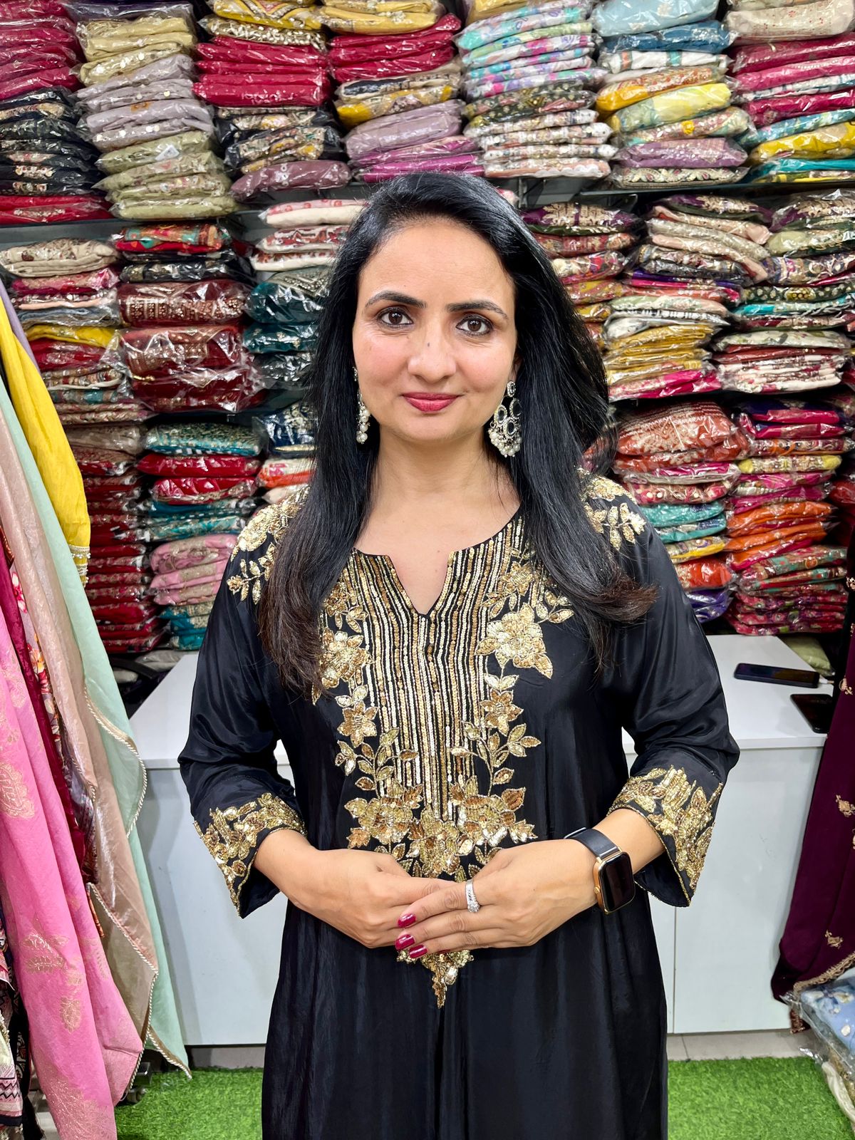 Designer Pure Crape Hand Embroidered Black Coord Set - Image 4