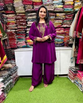 Designer Pure Crape Hand Embroidered Coord Set