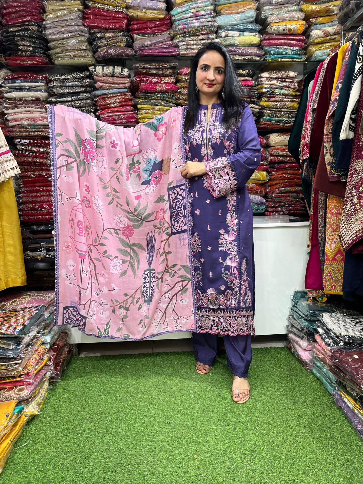 Designer Purple Pakistani Suit Set - Image 2