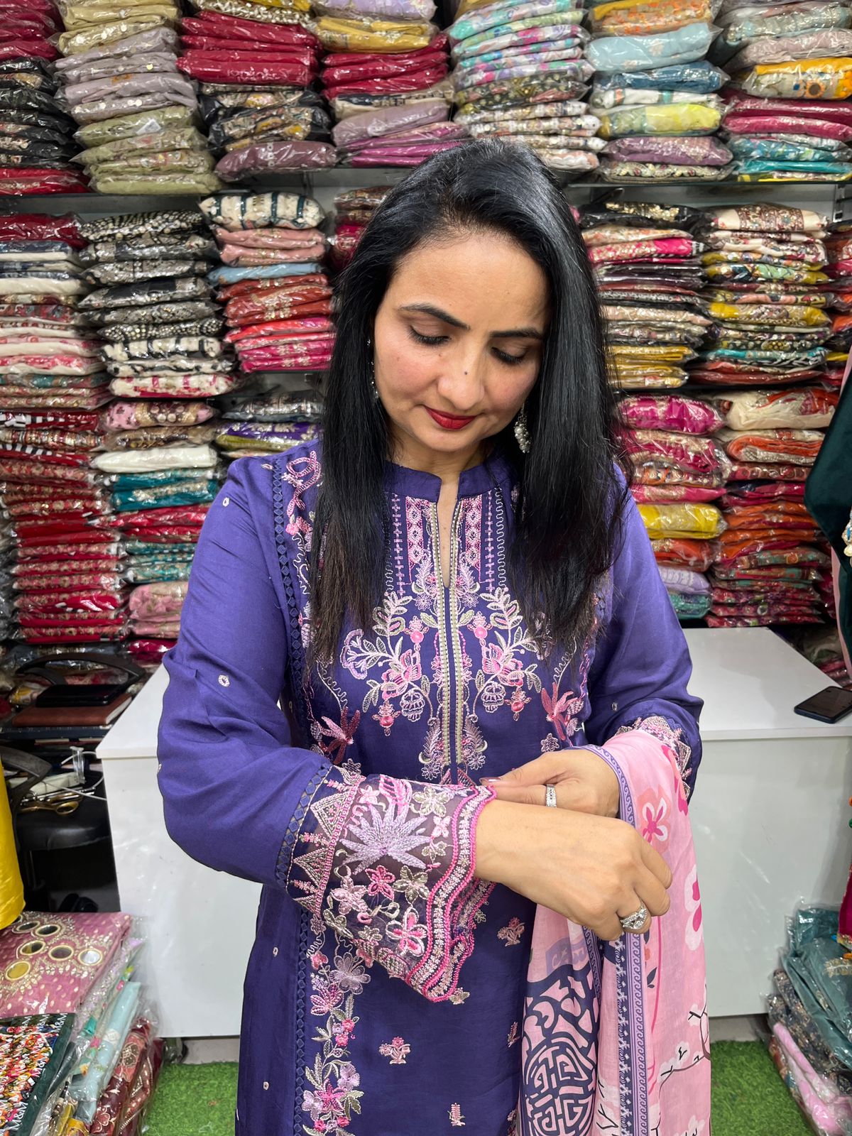 Designer Purple Pakistani Suit Set - Image 5