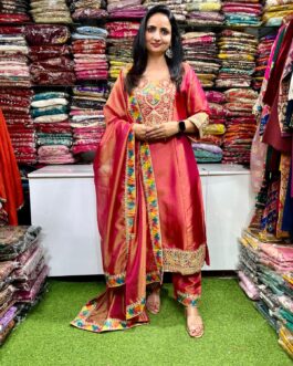 Designer Tissue Shimmer A Line Suit Set