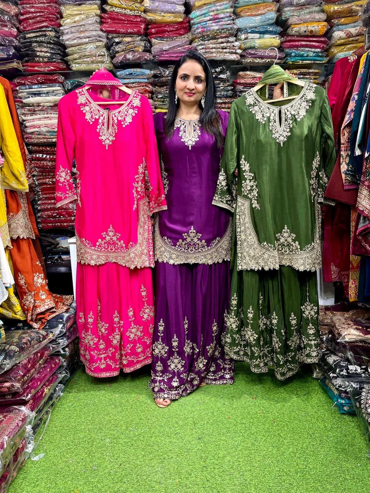 Partywear Pure Chinon Suit Set