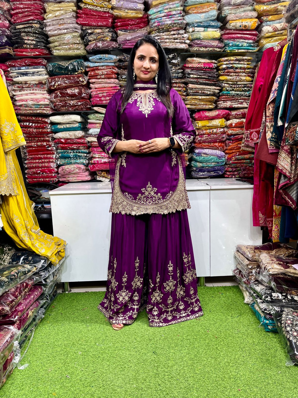 Partywear Pure Chinon Suit Set