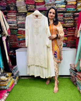 Pure Chinon Hand Embroidered Sharara Set