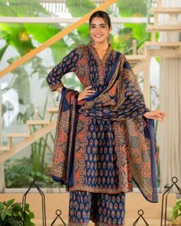 Pure Cotton Anarkali Set with Flaired Plazzo