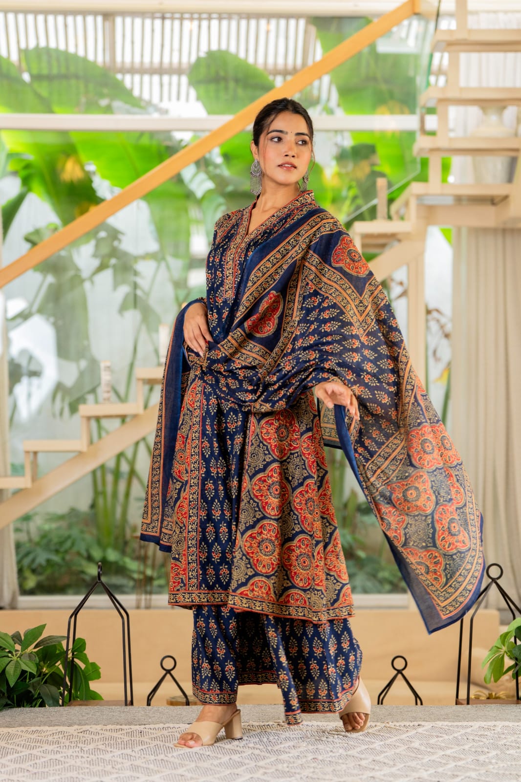 Pure Cotton Anarkali Set with Flaired Plazzo - Image 6