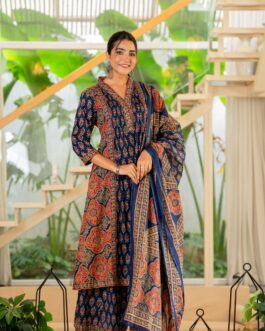 Pure Cotton Anarkali Set with Flaired Plazzo