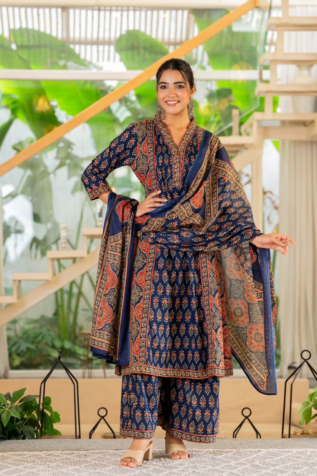 Pure Cotton Anarkali Set with Flaired Plazzo