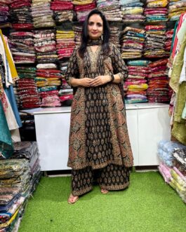 Pure Cotton Black Anarkali Set