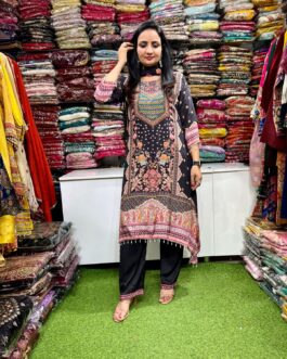 Pure Crape C Cut Black Suit Set