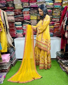 Pure Crape C Cut Sharara Set