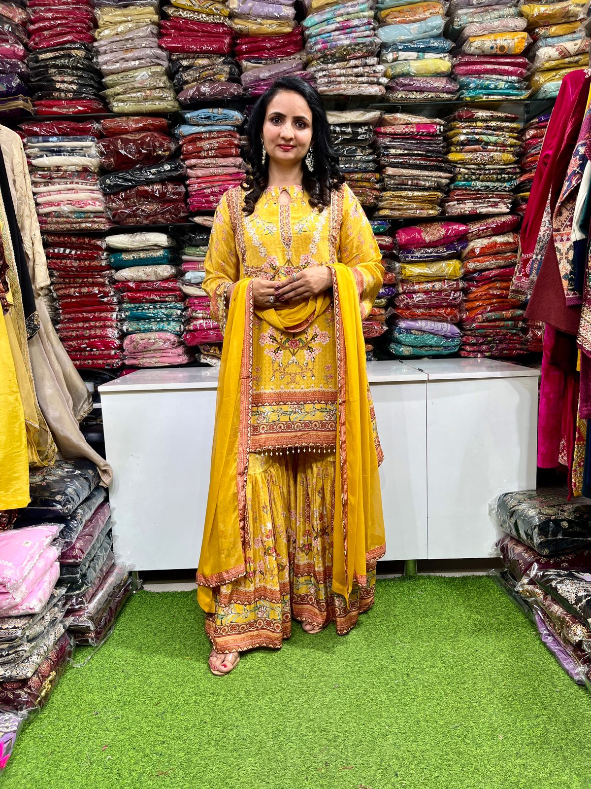 Pure Crape C Cut Sharara Set