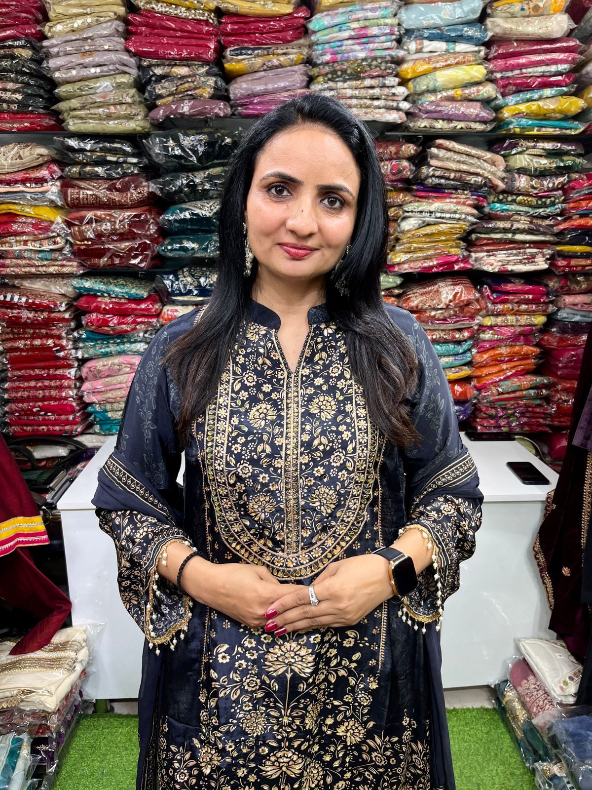 Pure Crape C Cut Suit Set with Embroidery - Image 4