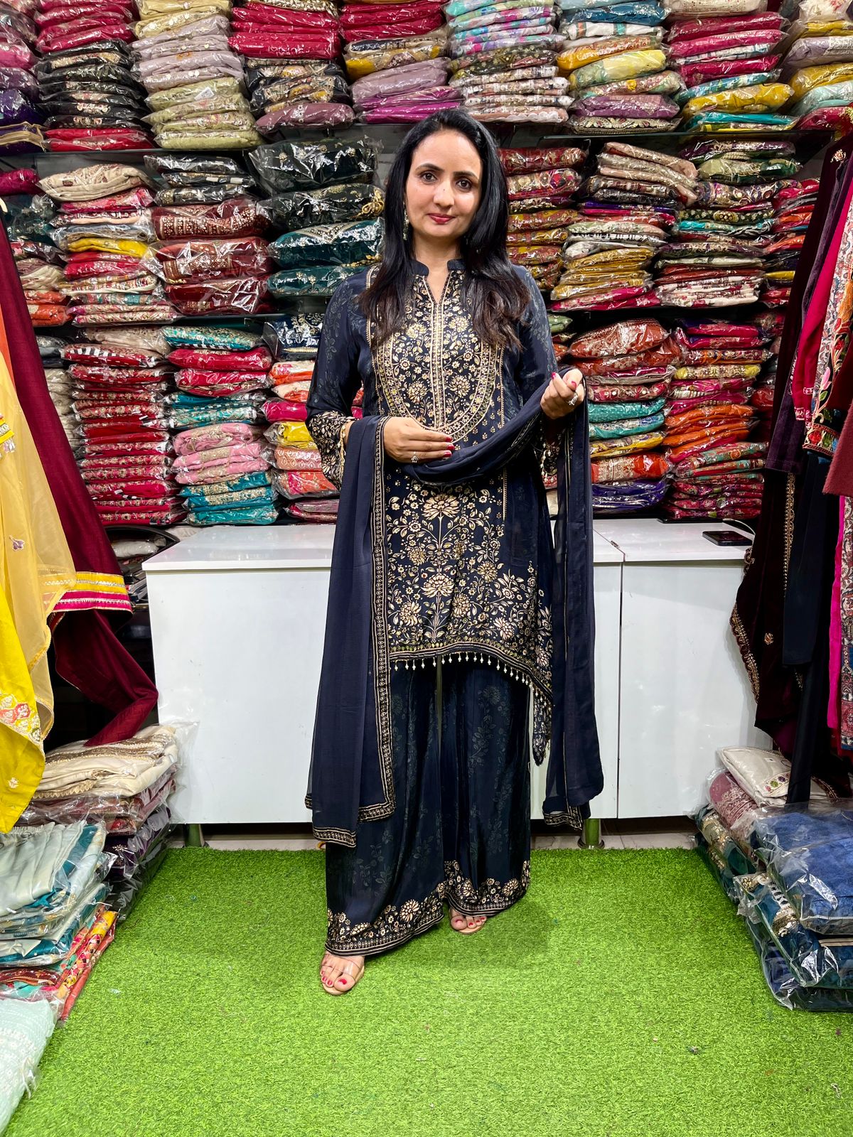 Pure Crape C Cut Suit Set with Embroidery - Image 6