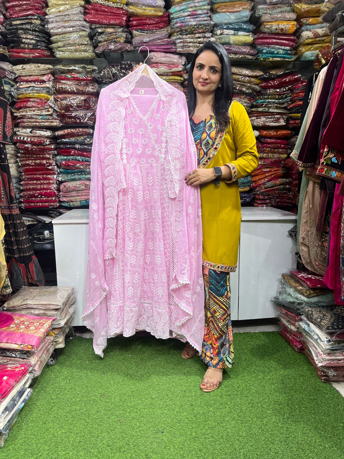 Pure Mal Cotton Anarkali Set