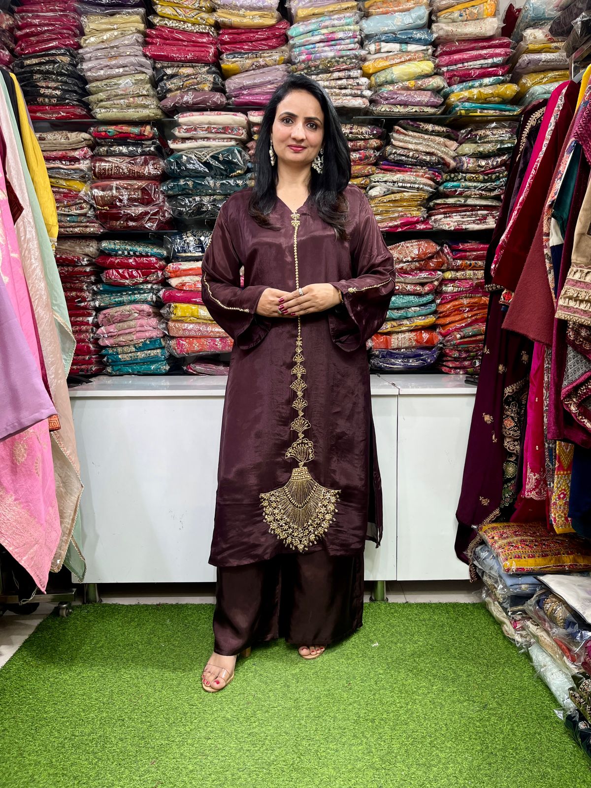 Pure Organza Hand Embroidered Coord Set