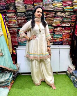 Pure Tissue Brocade Anarkali Set with Real Mirror Work