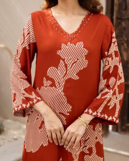 Beautiful Designer Rust Long Coord Set