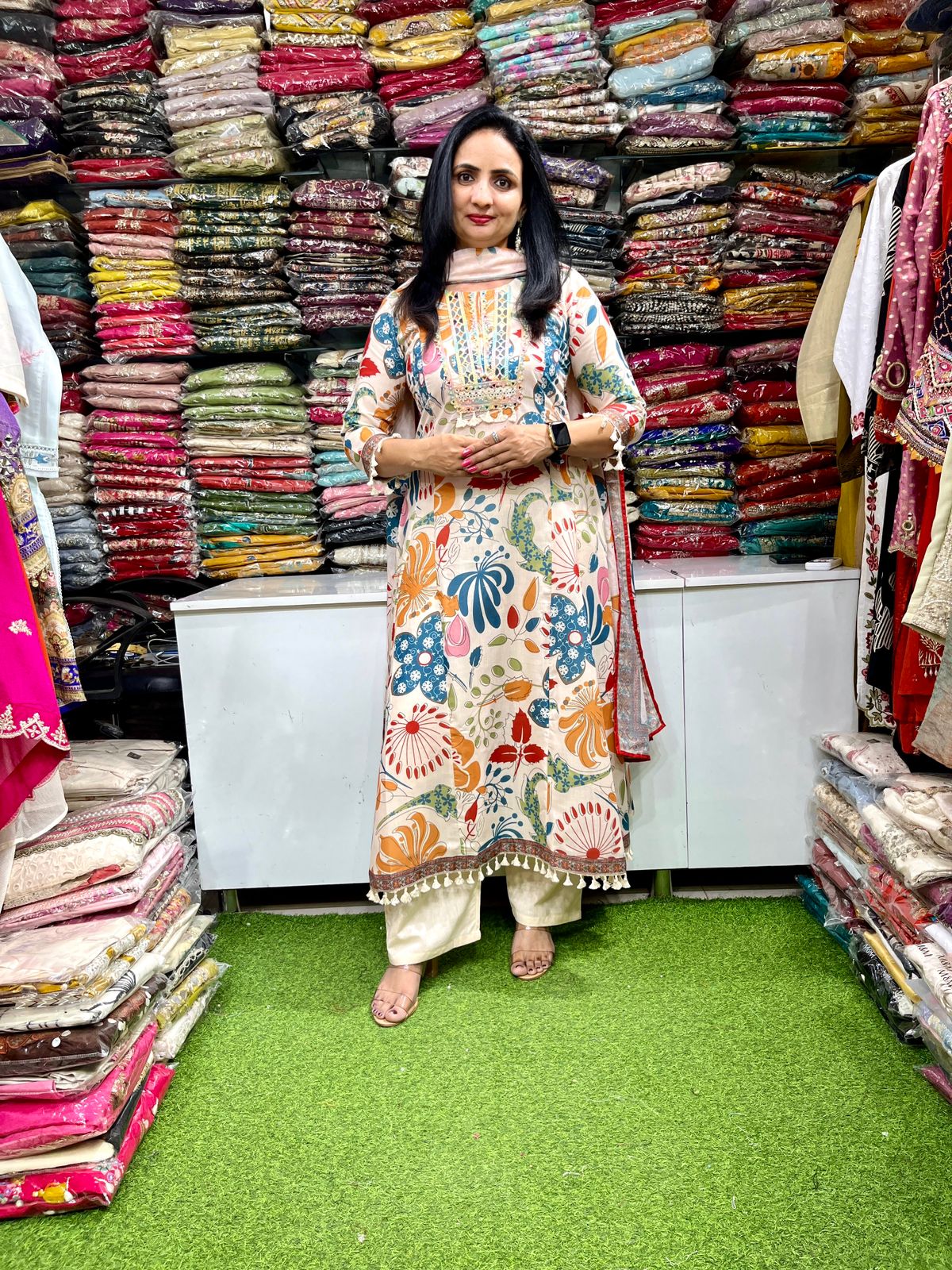 Designer Anarkali Set with Mirror Work